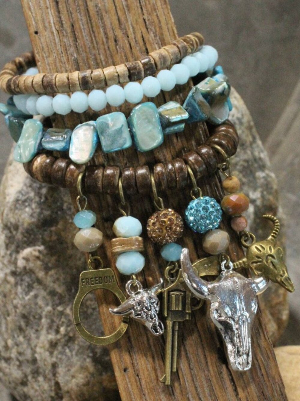 NWT Blue There Is A New Sheriff in Town Bracelet Set